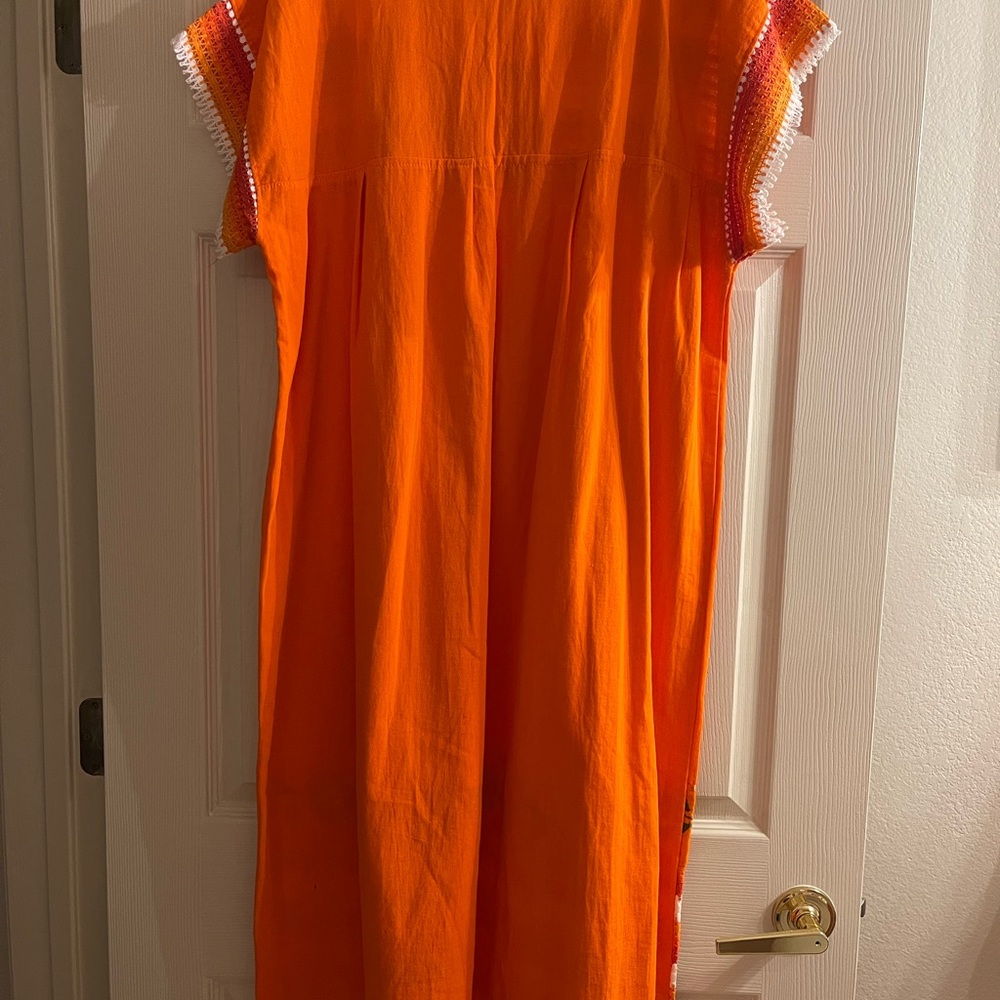 Orange Floral Embroidered Casual Dress - Picture 5 of 5